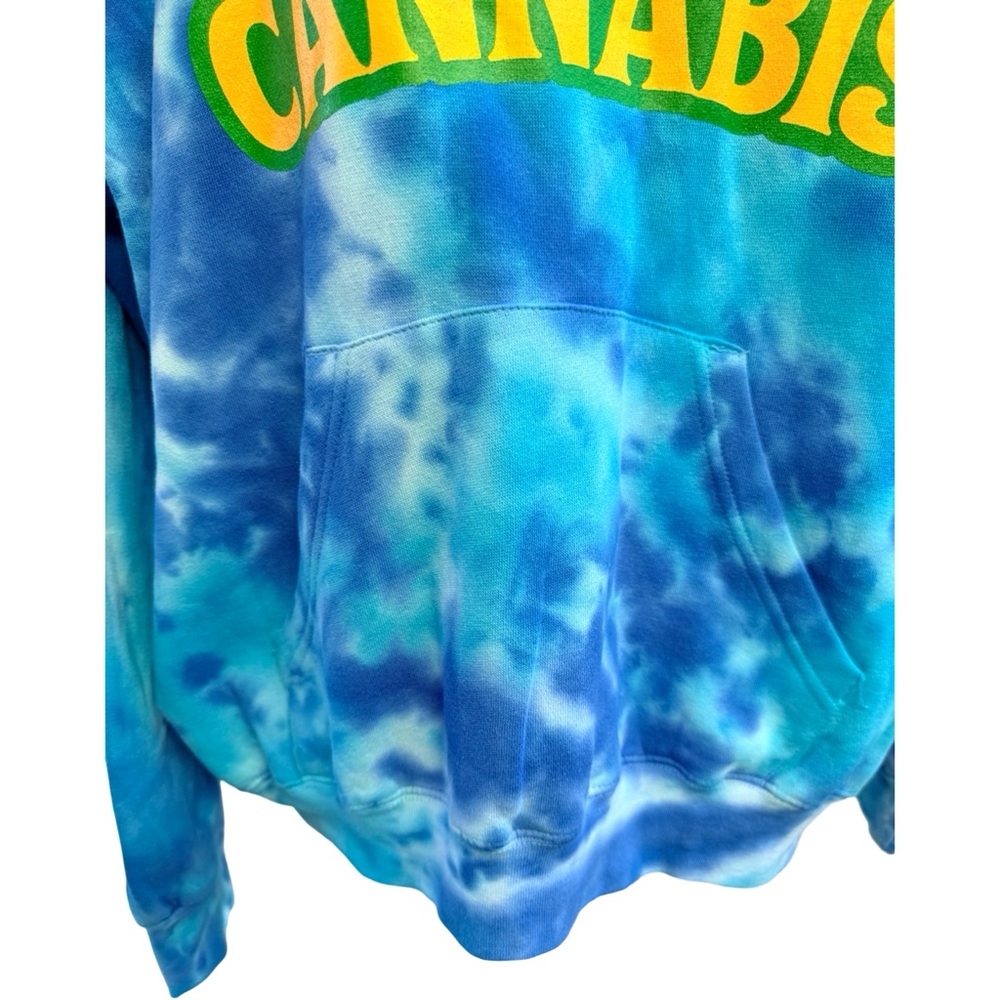 Sunshine Cannabis Blue Tie-Dye Hoodie 2XL UNISEX - Picture 6 of 8